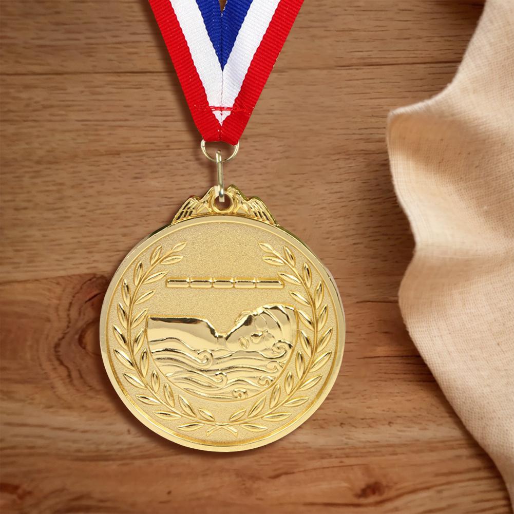 6.5cm Swimming Medal Competition Awards with Neck Ribbon Metal Winner Medals Gold/Silver/Bronze Medal for Sports Competition