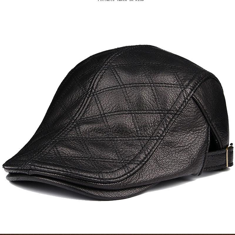 

Мужская кепка из овчины - Теплый берет на осень/зиму для мужчин среднего и пожилого возраста XL (58-59 cm)