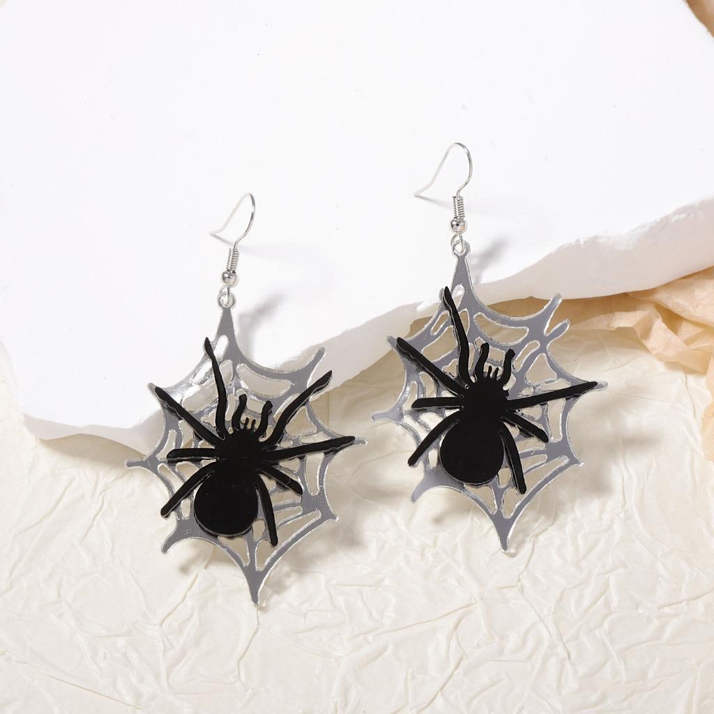 Dark and unique acrylic spider earrings in a Gothic style, funny and versatile for women