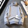 Men's Trendy High Neck Plus Velvet Sweater: Autumn/Winter Solid Color Knit Pullover