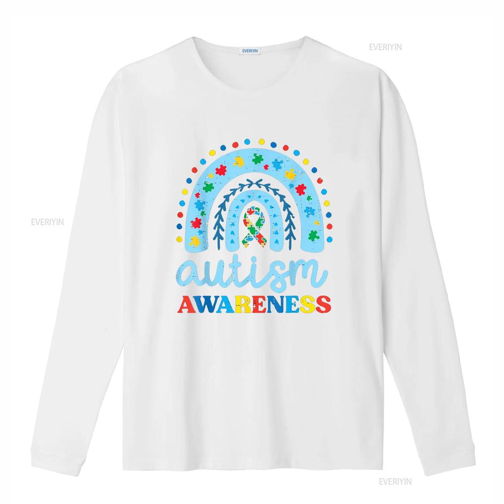 Autism Awareness Blue Rainbow Ribbon Asd Boys Kids T Shirt vintage Washed fashion Versatile Unisex Breathable homme Stretched