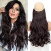 Invisible Wire Hair Extensions 22 Inch Halo Hair Extension Long Wavy Synthetic Hairpiece with Transparent Wire Adjustable Size Clips for Women