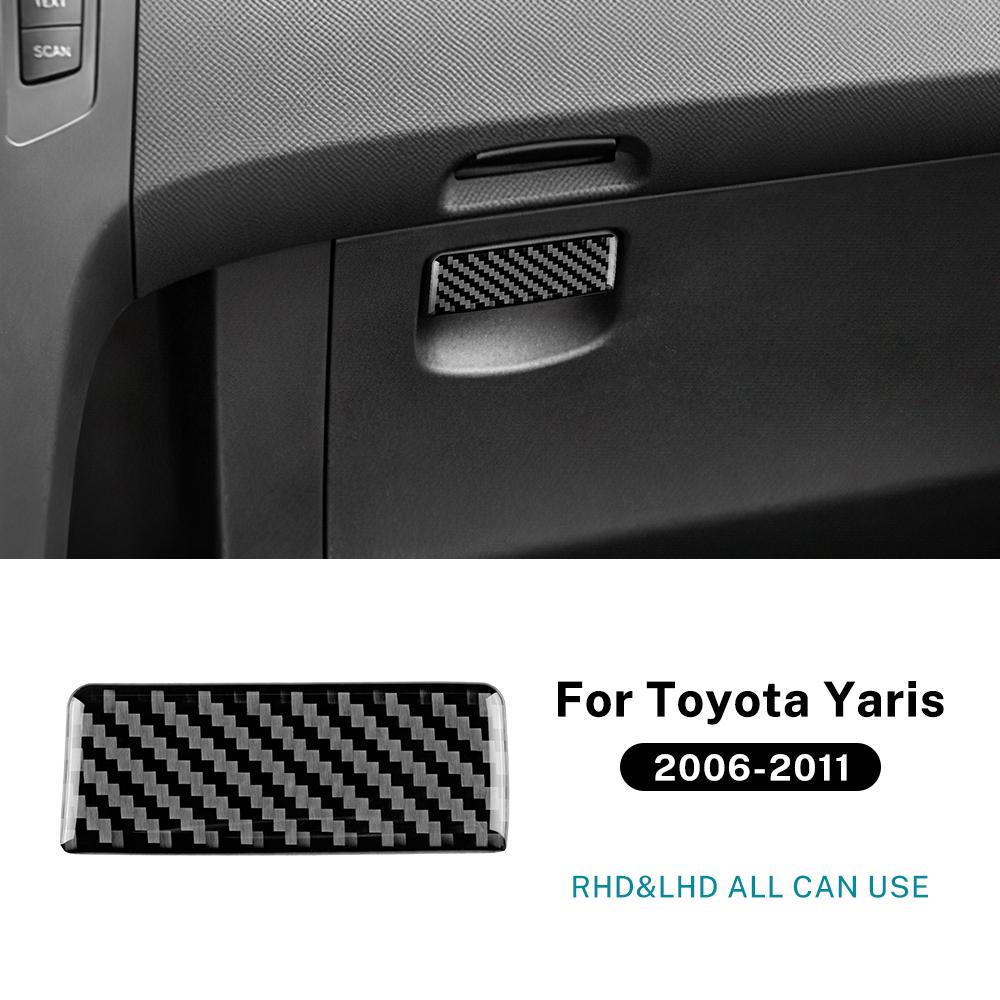 Real Soft Carbon Fiber Sticker For Toyota Yaris 2006 2007 2008 2009 2010 2011 LHD RHD Car Co-pilot Tool Box Switch Frame Trim
