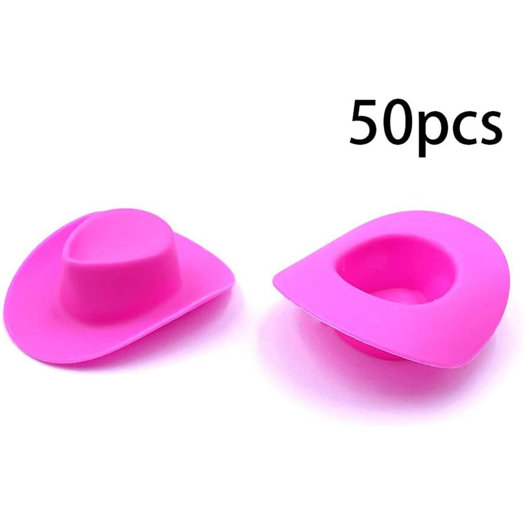 50Pcs Plastic Mini Western Cowboy Cowgirl Hat Cute Miniature Cowboy Hat Toy Doll Dress Up Party Accessories