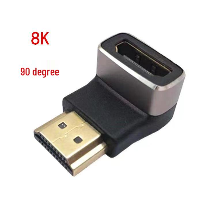 Aluminum Alloy HDMI 2.1 Male to Female Adapter, 90°/270° 8K/60Hz Signal Converter
