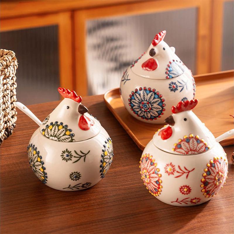 Cute Chick Ceramic Canister Candy Jar Storage Jar with Lid