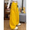 Women's High Waist Wide Leg Baggy Jeans Non Stretch Vintage Washed Curved Pocket Embroidery Floor Length Denim Trousers