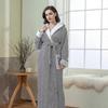 Loose Long Thick Bath Robe Hooded Winter Thick Women Bathrobe Flannel Terry Warm Comfortable Sleepwear for Female Dressing Gown 25-26