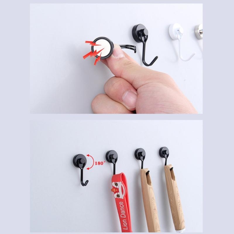 6 Pack Black Extra Strong Magnetic Hooks for Kitchen Gadgets Bedroom Lockers Office Fridges Hanging Decorative Lights