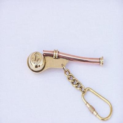 Nautical Solid Brass, Copper Boatswain Bosun Whistle Key Chain
