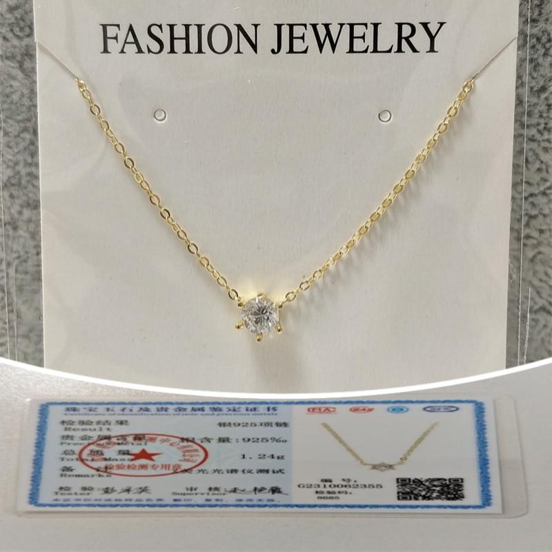 

Somilia 925 Silver Necklace For Women 18K Rose gold Plated 5A Zircon Pendant Necklace Real Money Fine Jewelry Moms Gift 45cm&Gold-color