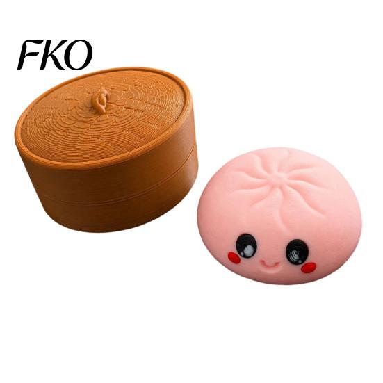 Knödel-Dekompressionsspielzeug Cartoon-Klicker mit Dampfgarer, 3D-gedrucktes lächelndes gedämpftes sensorisches Brötchen-Spielzeug, Form Finger für Stress
