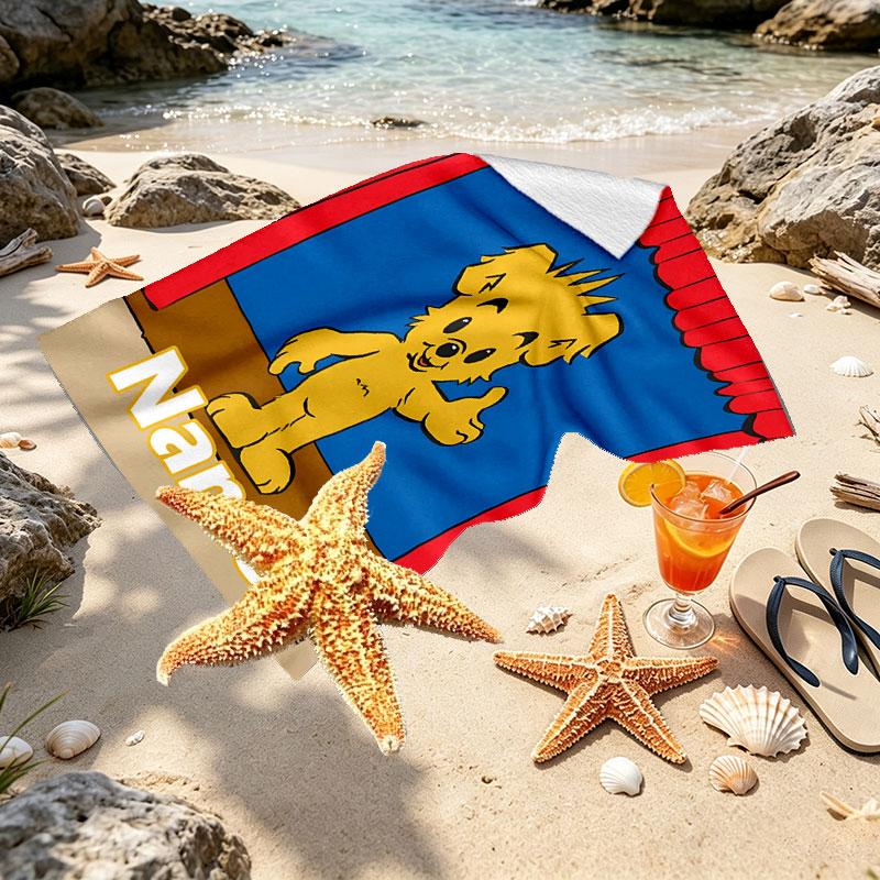 Custom Name Personalized Bamse Print Beach Towel, for Trip Camping Beach Party Home Decor, Birthday Gift for Family & Friends