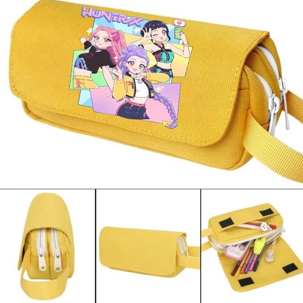 Witch Hunters Cartoon Print Large Capacity Double-Layer Portable Pencil Bag For Primary And Secondary School Students