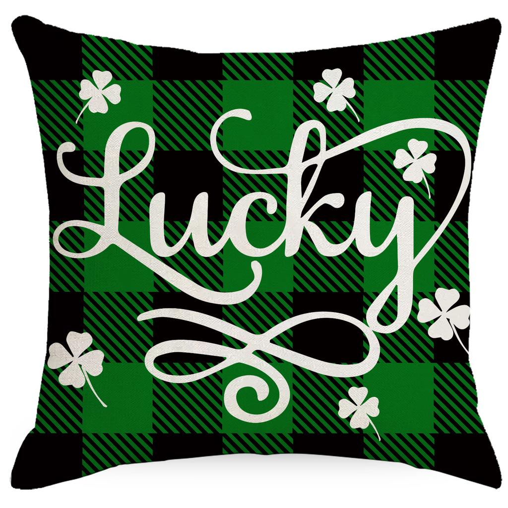 St. Patrick's Day Four-leaf Crop Printed Pillowcase Polyester Cloth Home Sofa Pillowcase