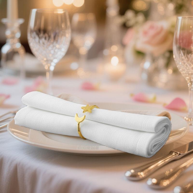Star and Moon Napkin Rings Elegant Napkin Holders for Weddings Anniversaries Birthdays Easter Christmas and Table Decor