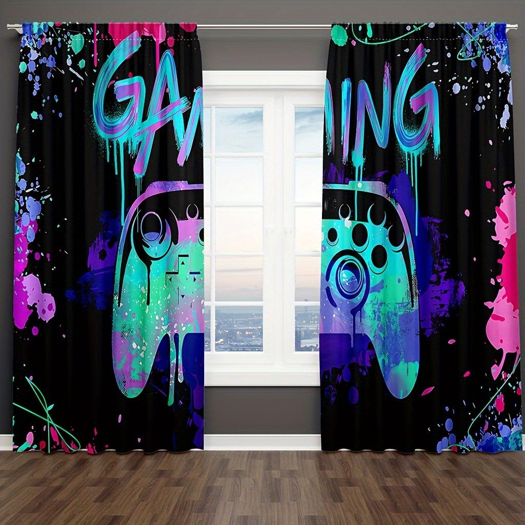 2pcs Cartoon Game Controller Curtains Men Video Gamepad Curtains For Living Room, Bedroom, Office, Kitchen, Study Home Decor