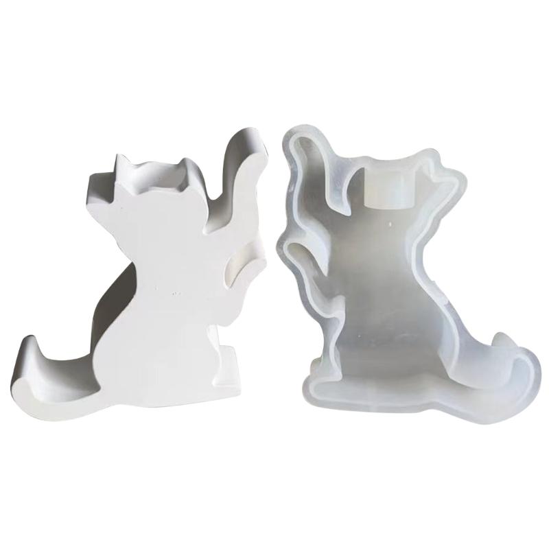 Customized Cat Candle Holder Silicone Mold Resin Decorative Candlestick Mold for Unique Resin Art Soaps and Chocolates