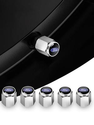 Car Sticker Ford 5pc Metal Car Logo Tire Wheel Cap Air Valve Stem Cover For Ford Fiesta Focus 3 4 MK3 MK4 Mondeo Ecosport Kuga F