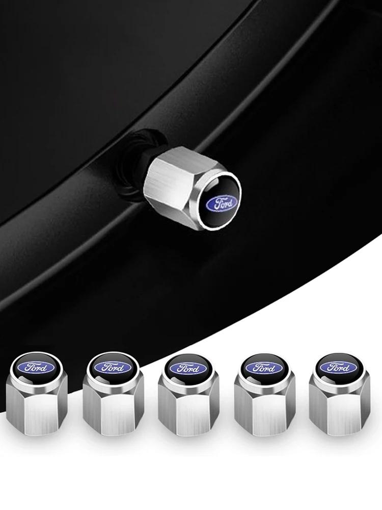 Car Sticker Ford 5pc Metal Car Logo Tire Wheel Cap Air Valve Stem Cover For Ford Fiesta Focus 3 4 MK3 MK4 Mondeo Ecosport Kuga F