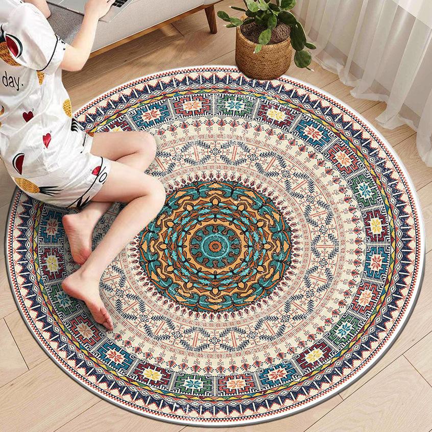 

WTEMPO Ретро Элегантные Мягкие Нескользящие Круглые Ковры Коврики для Спальни Стула Коврики для Пола Гостиная Диван Дом Кабинет Коврики для Пола 120cm