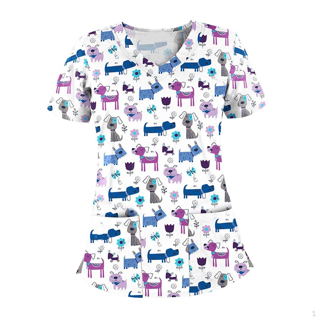 Surgical Shirt for Pet Groomers, Easy to Clean, Elegant, Professional, Short Sleeve, Nurse Work