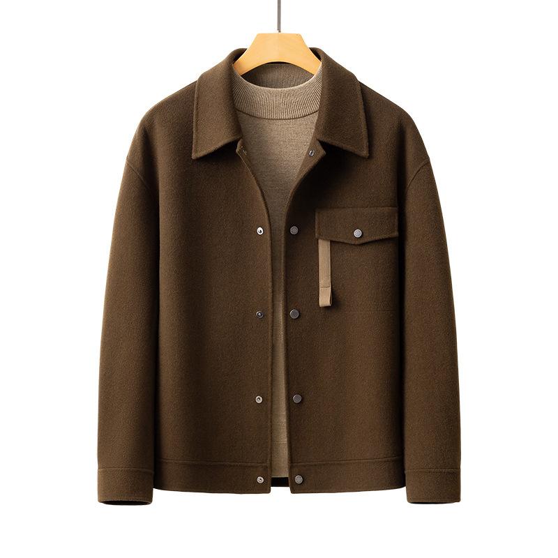 New Woolen Coat Men's Double-sided Coat Autumn and Winter Short Lapel Casual Woolen Warm Coat