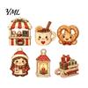 Wooden Holiday Ornaments 6Pcs Christmas Tabletop Signs, Xmas Sign Decor, Santa Reusable Figurines Snowman Reindeer Gingerbread House for Mantel Table