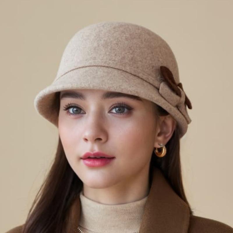 Hat Female Autumn and Winter Middle-aged and Elderly Fashion Foreign-style Wool Top Hat Thickened Thermal Basin Hat