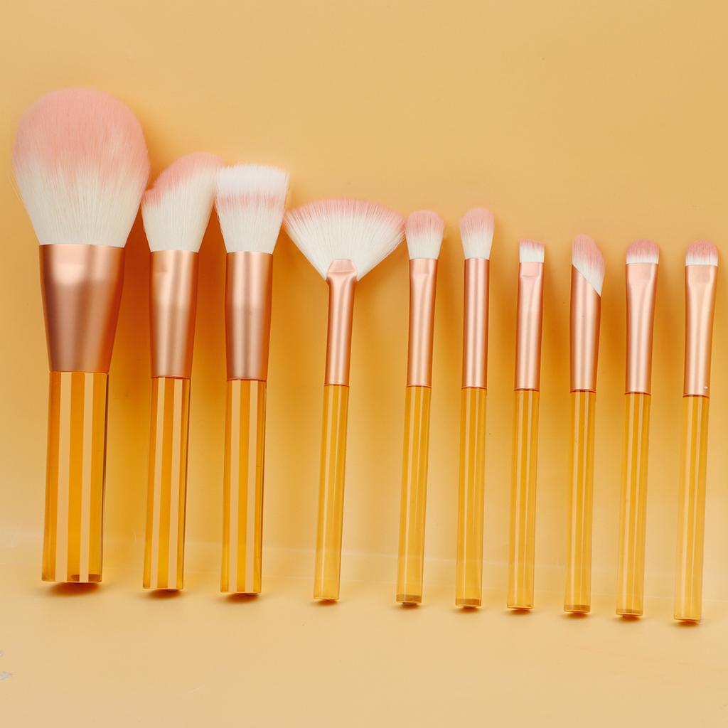 9 Transparent Handle Makeup Brush Set, Beauty Tools, Blush Foundation, High-gloss Grooming Brush, Soft Eye Brush, Smudge.