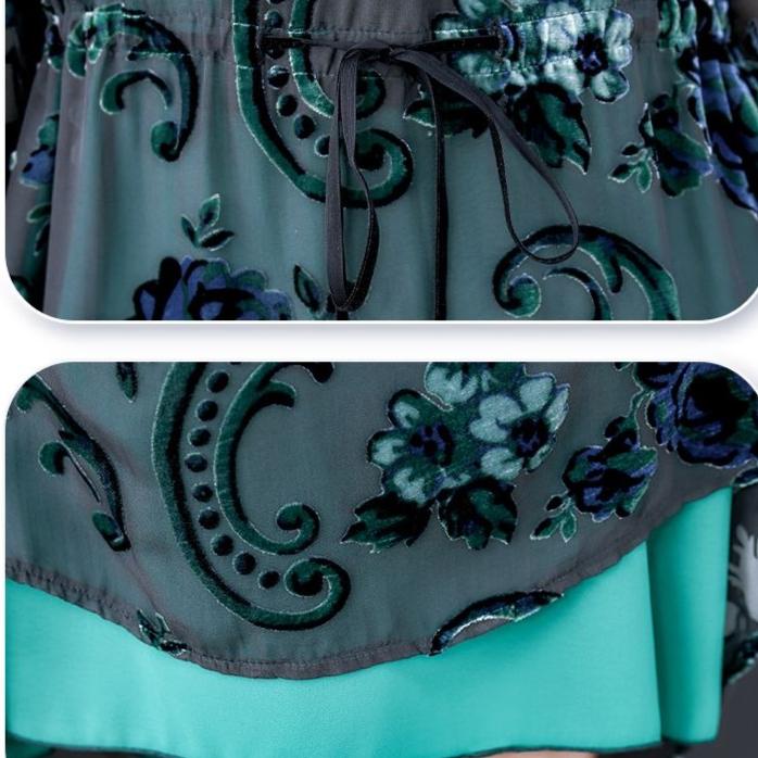 High-end Women's Velvet Dress Long Silk Dress Loose Floral A-Line Dress Spring Autumn