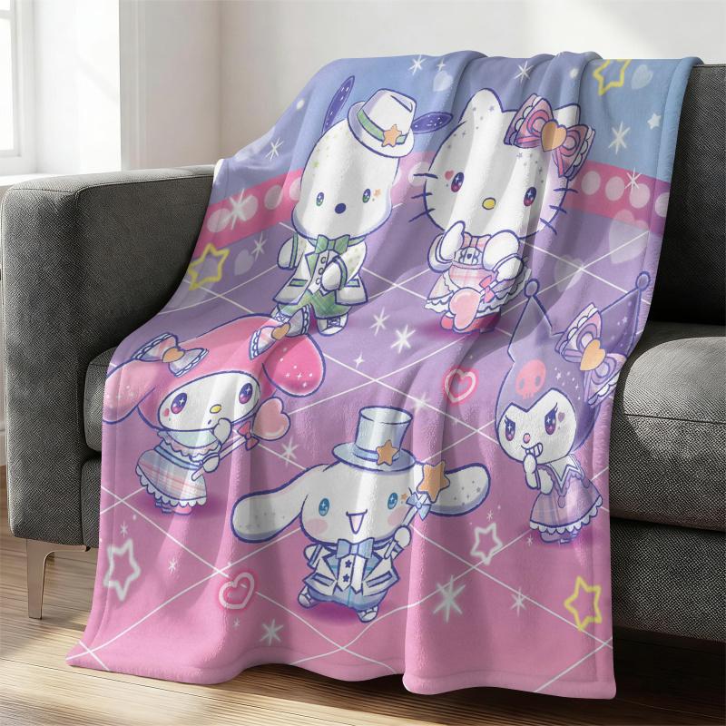 Sanrio Dreamy Stage Flannel Blanket Soft Warm Fluffy Throw Cute Sofa Bed Cover Office Nap Shawl Lightweight Summer Blanket