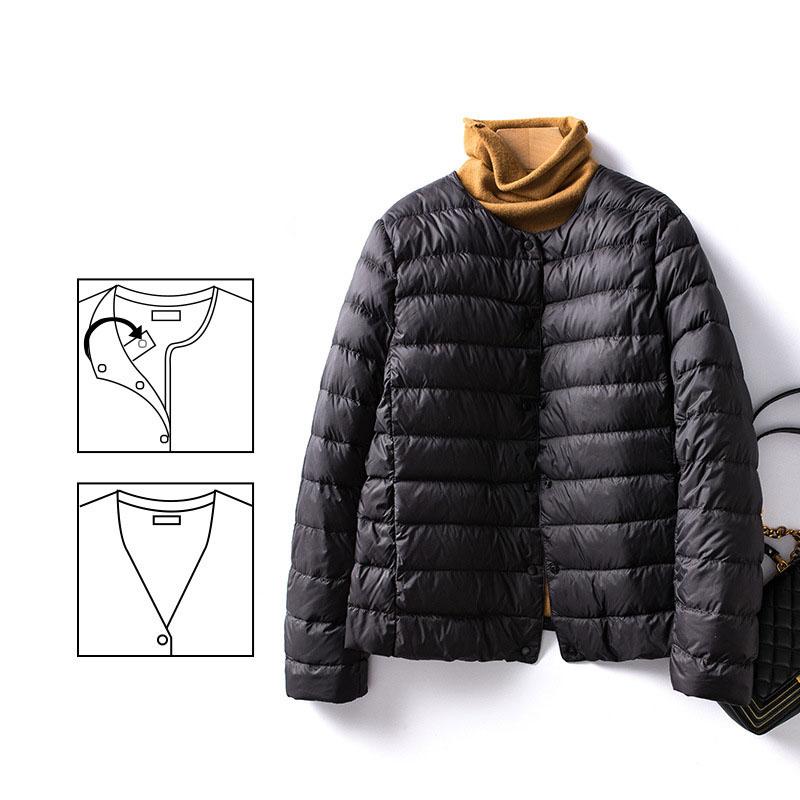 

Женский пуховик-подкладка с О-образным вырезом и переменным V-образным вырезом, женский зимний, сохраняющий тепло, без воротника, ультралегкий стеганый пуховик XXXXL чёрный