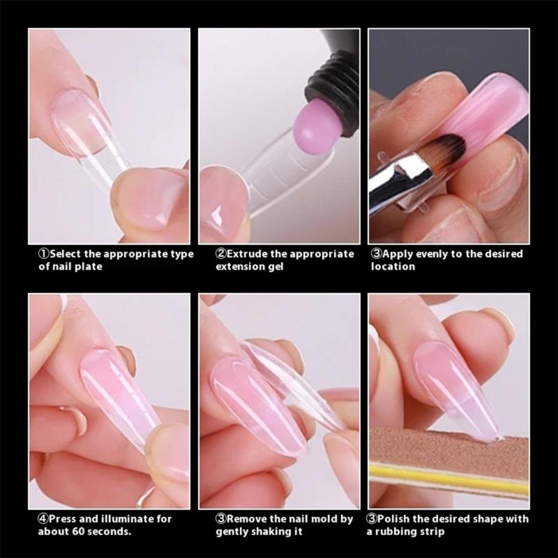 150 Clear Full Cover Duals Nail System Form UVS Gel Acrylic Nail Art Mold Artificial Nail Tips with Scale for Extension