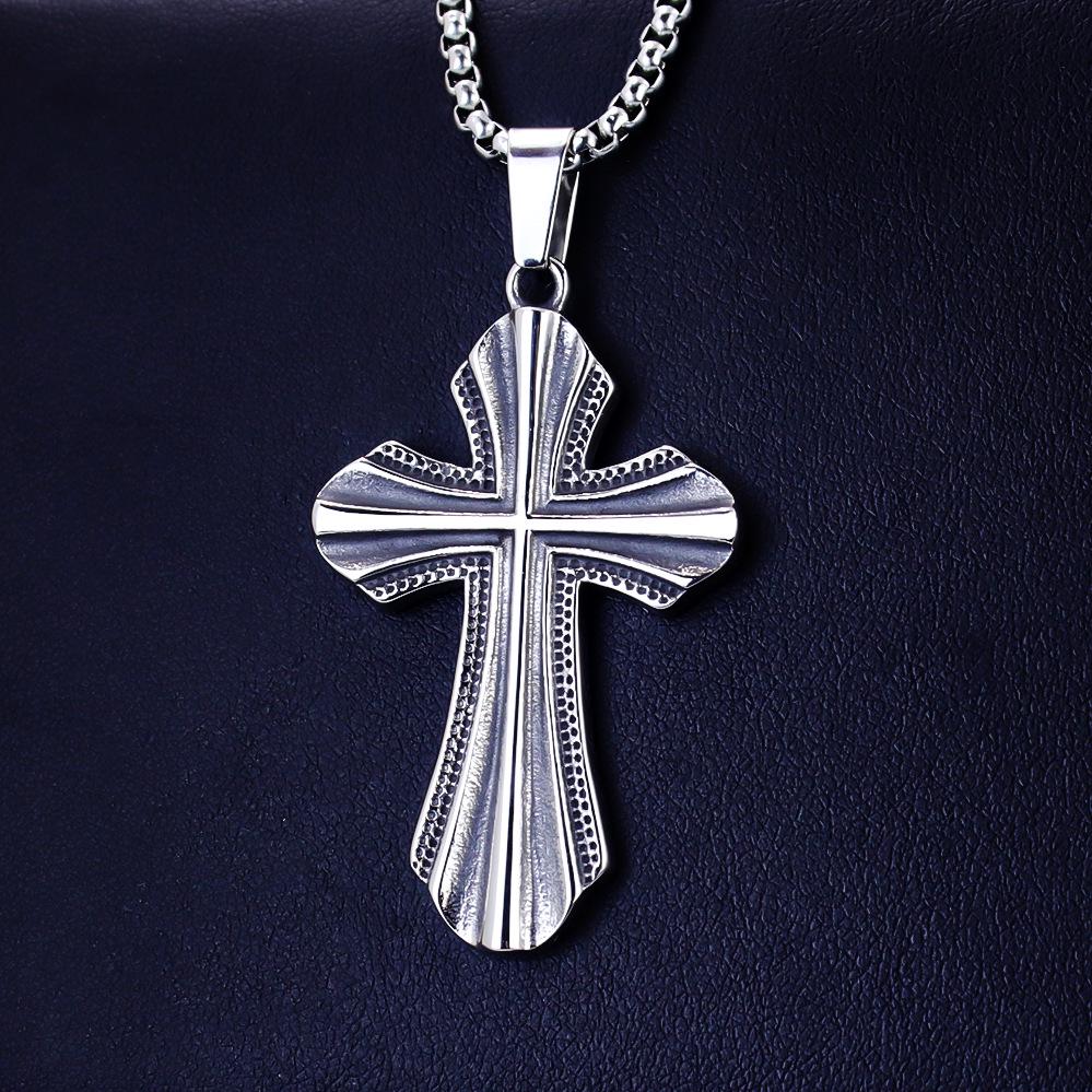 European Viking Titanium Steel Rune Necklace with Stainless Steel Spearhead and Compass Pendant