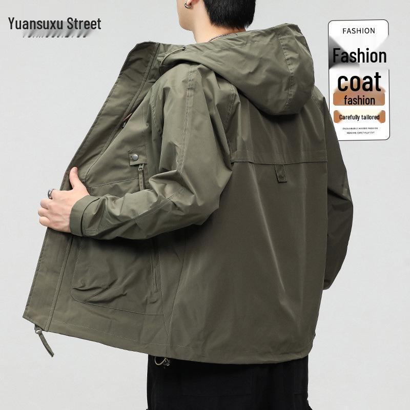 Men's 2025 Military Green Waterproof Windbreaker Jacket - Spring/Autumn Style
