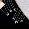 Banyan Tree S925 Silver Alphabet Necklace: Women's Summer Diamond Pendant with 26 English Letters Elegantly Designed.