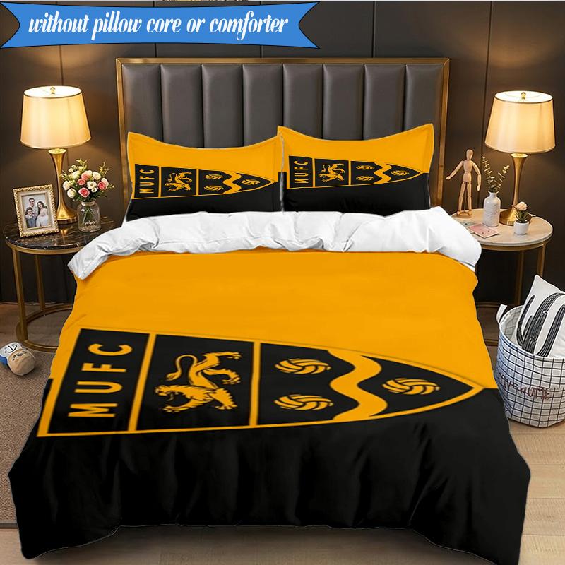 3PCS Football Crest Printed Soft Bedding Set,Including 1pc Duvet Cover And 2pcs Pillowcases Perfect for Bedroom, Dormitory, Fan gift