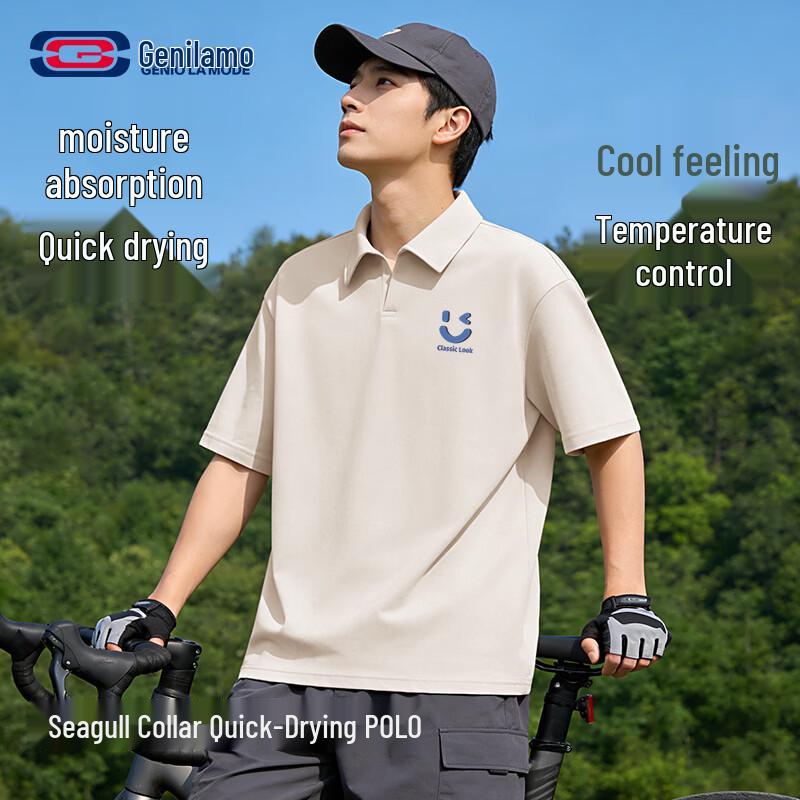 GENIOLAMODE Men's Quick-Dry Ice Silk Polo Shirt