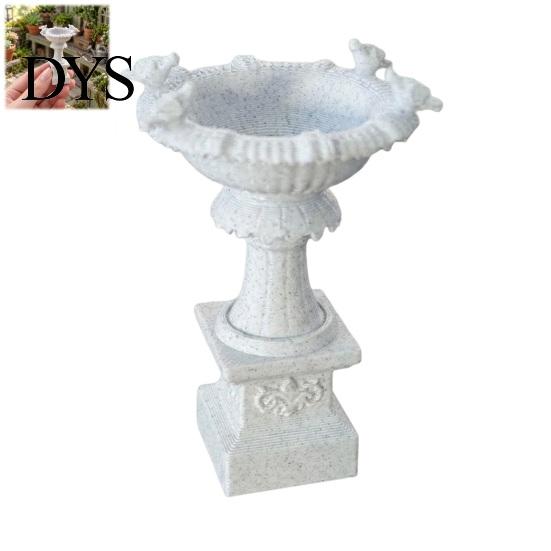 European Classical Bird Bath 3D Printed Mini Fountain with Simulated Stone Texture for Doll House Landscaping Micro Landscape Garden and Decoration,