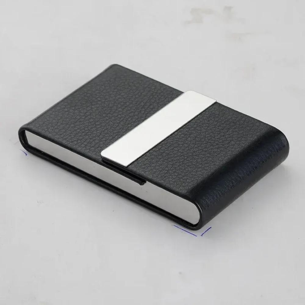 Business Card Holder Case - Slim PU Leather Metal Pocket Card Holder with Magnetic Shut, Name Card Holder