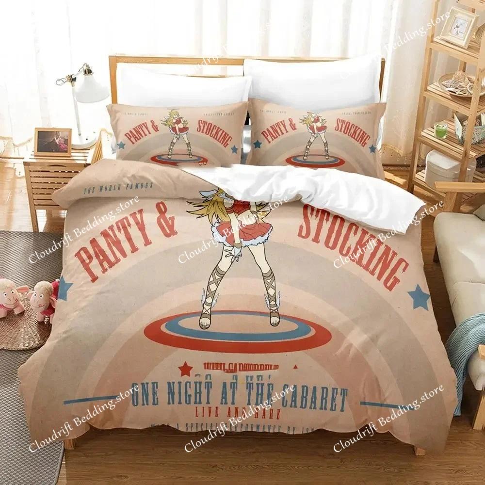 Anime Panty Stocking Bedding Set Duvet Cover Bed Set Quilt Cover Pillowcase Comforter King Queen Size Boys Adult Bedding Set