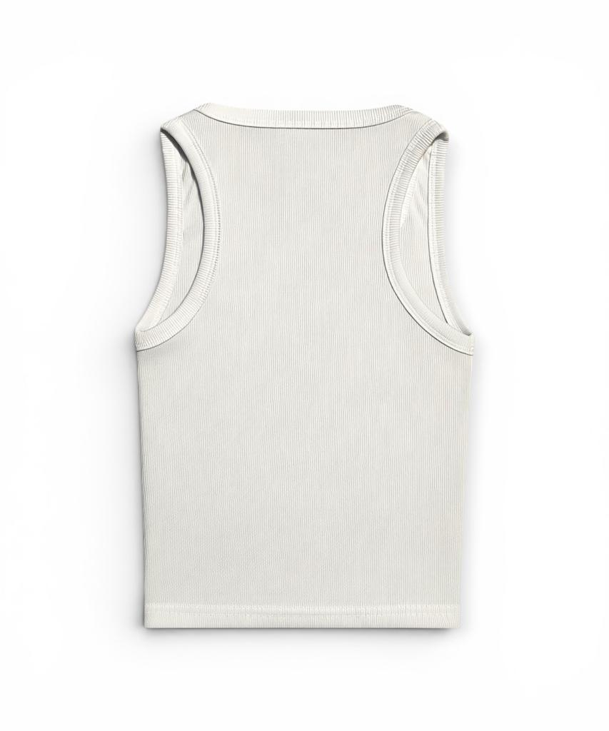 Bonseullipi Frayed Butterfly Rib Crop Tank (Ivory)