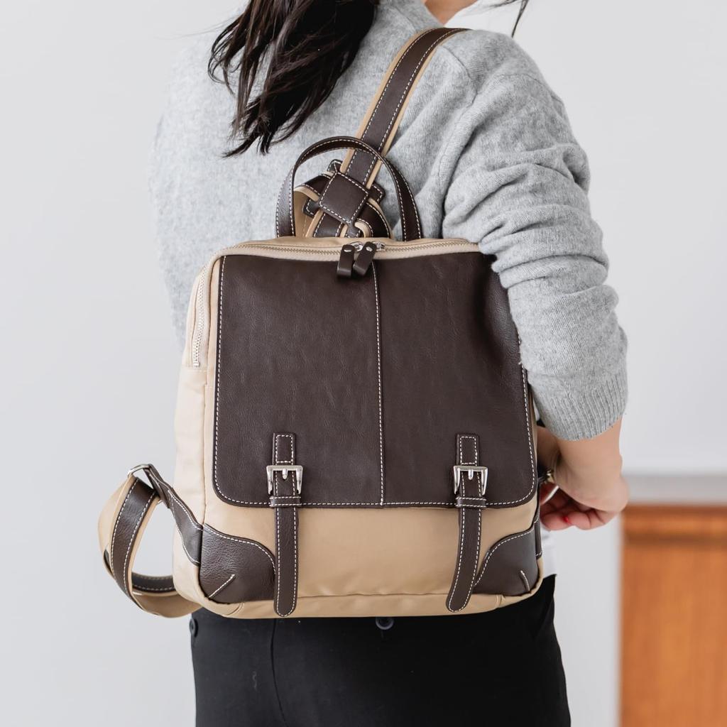 BAG since GENOVA Made in Japan Cowhide Leather Backpack 2533 [IMAI 1977] (Beige/Chocolate)