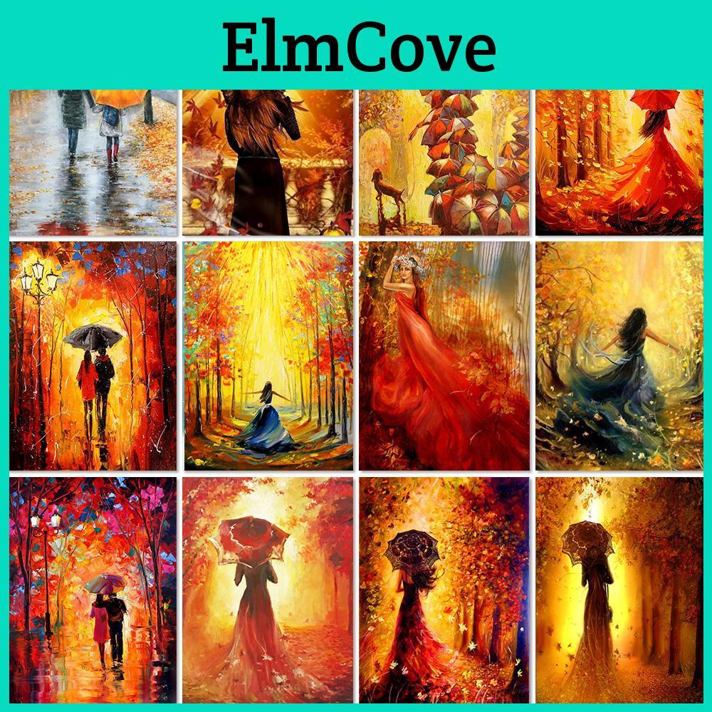 Round Diy 5d Diamond Full Painting Woman Umbrella Diamond Embroidery Portrait Picture Crystal Cross Stitch Mosaic Home Decor