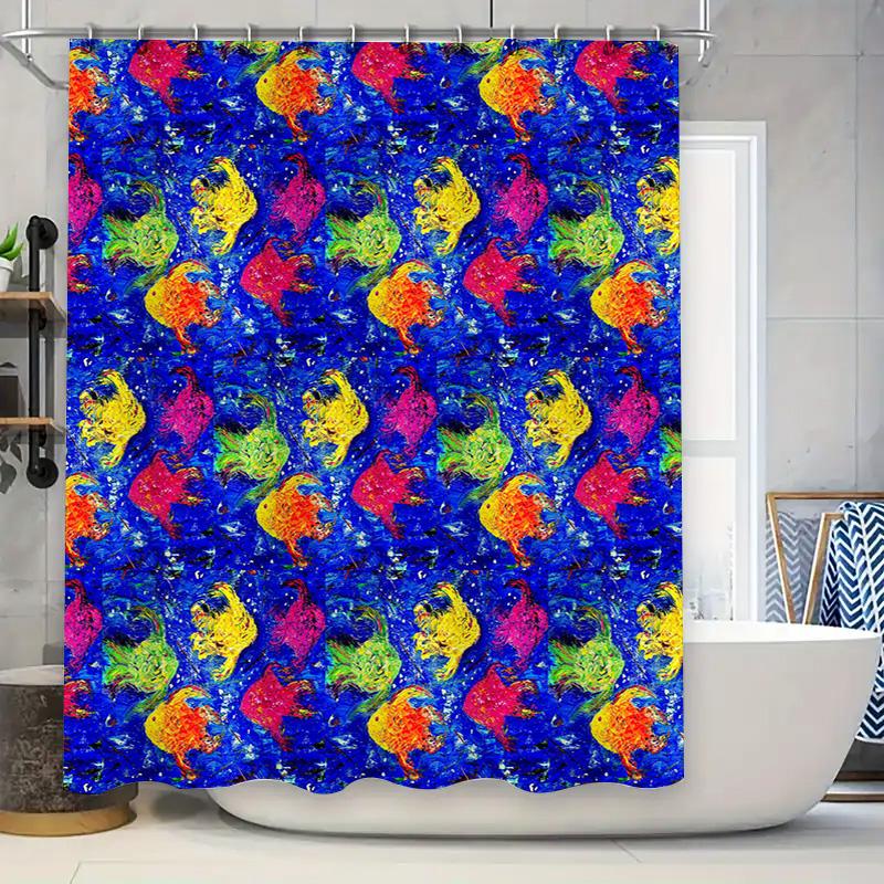 

Modern Bathroom Shower Curtain with Geometric Design Easy Installation for Home Decor Bath Accessories 90x180cm