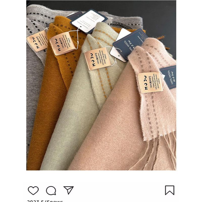 High Quality Soft Warm Thick Scarf Women Men 100% Wool Double-sided Tassel Muffler Male Female Thermal Classic Shawl Ladies