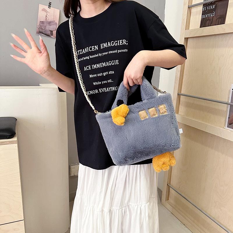 Damen 2025 Gänsekette Plüsch Tragetasche & Schultertasche