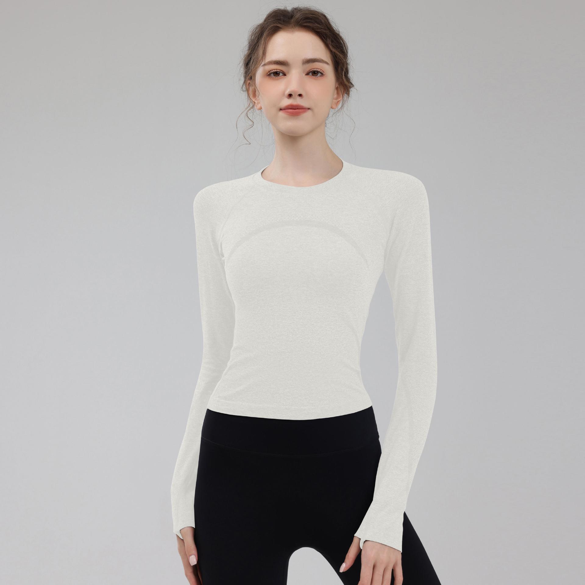 

Женская одежда для йоги и фитнеса осень/зима 2024 г.: Тренировочные топы и леггинсы с длинными рукавами S белый/кремовый