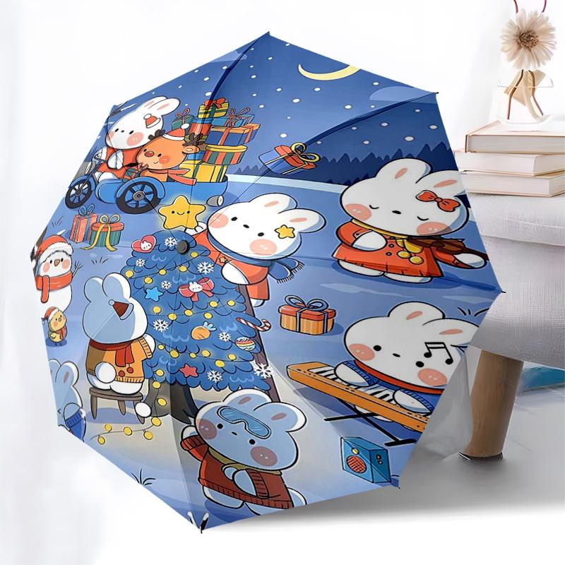 

1pc Christmas Festival Gift: Automatic Opening/Closing Umbrella with Foldable Design, 8-Bone Iron Frame, Suitable for Fans, Travel, Daily Use, Perfect